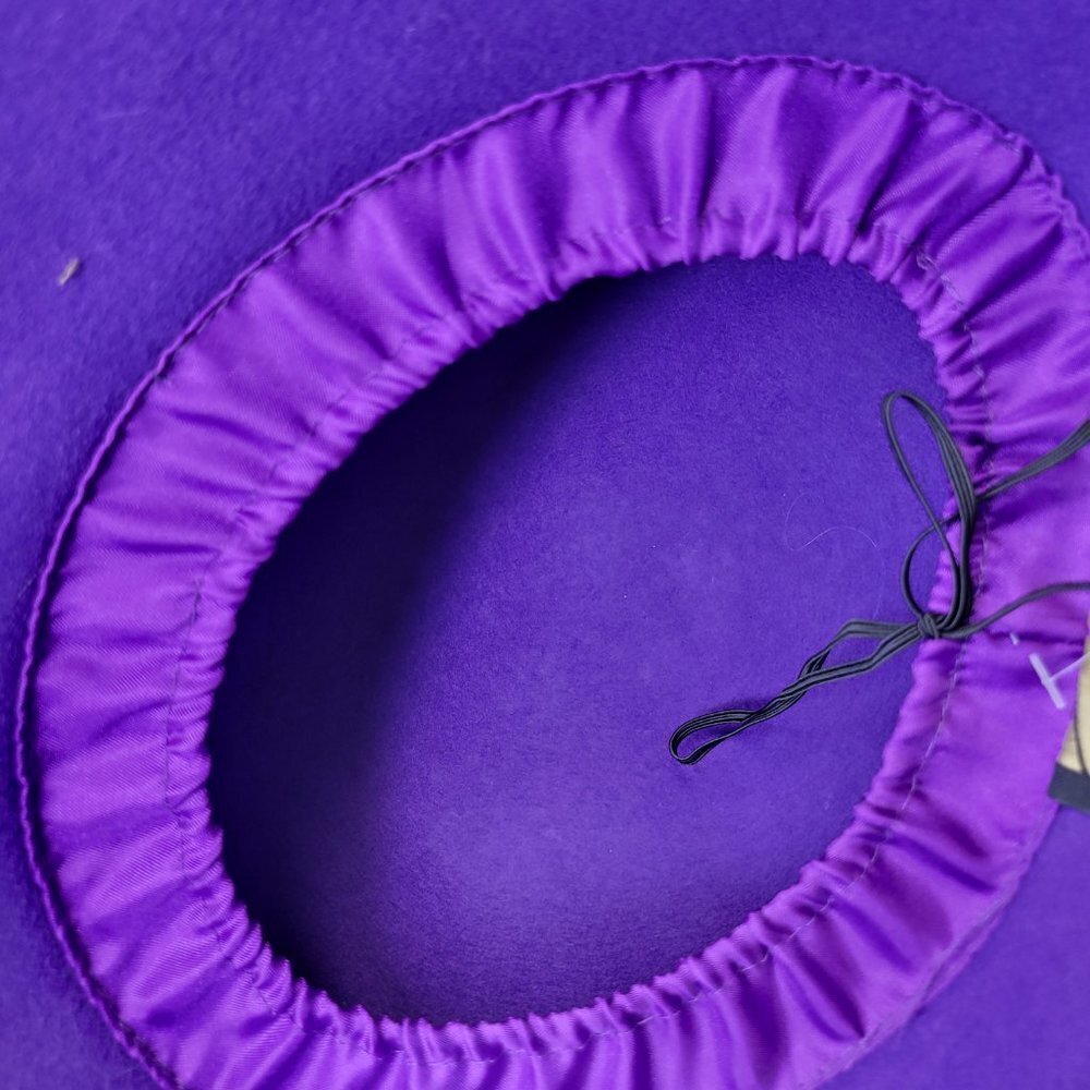 Purple Wool Hat, Purple Satin, Bucket Dress Hat,Church Hat- NEW - Picture 9 of 16